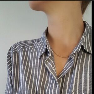 Rails Blue/Gray and White Striped Shirt